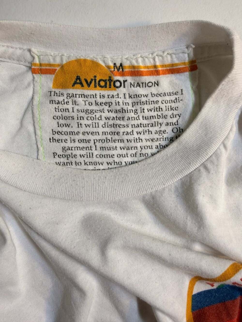 Aviator Nation White Venice CA Rainbow Graphic Crewneck T-Shirt - Picture 3 of 6